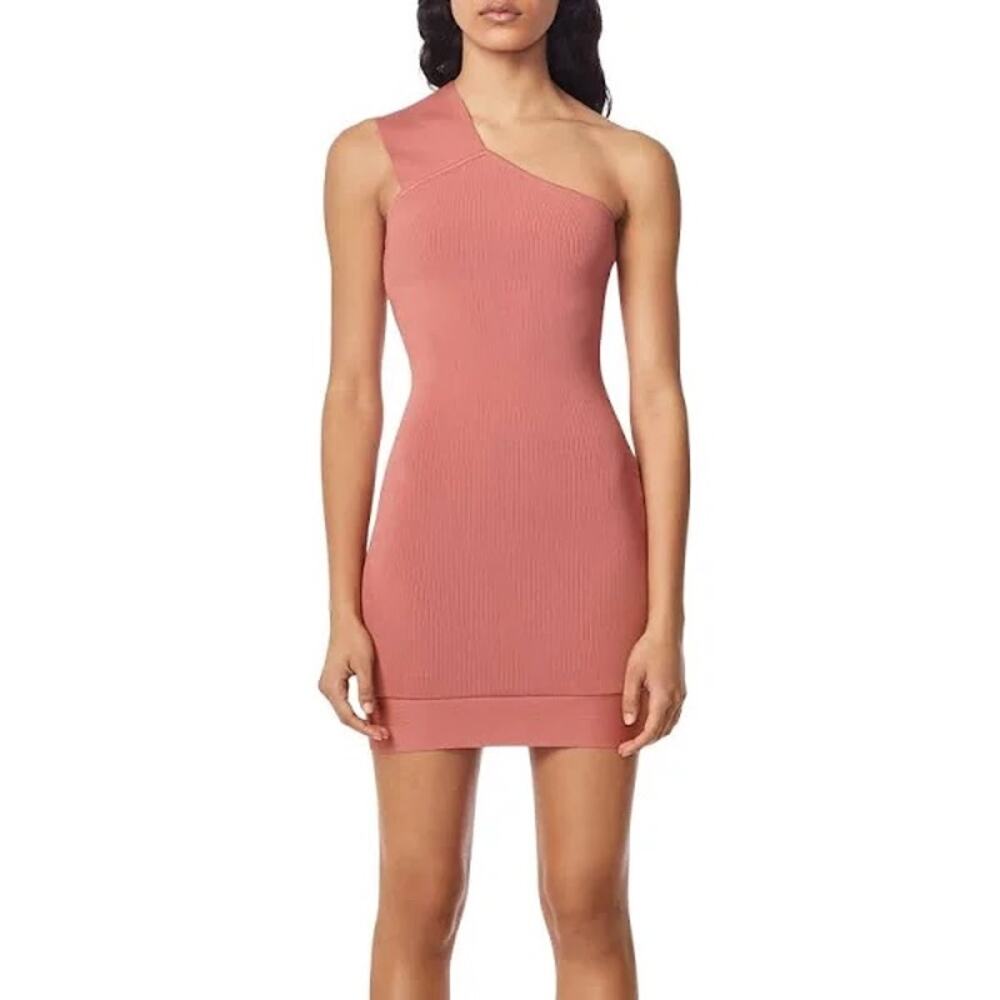 HERVE by Herve Leger Asymmetric Ribbed Bandage Mini Dress Coquette Minimalist XL
